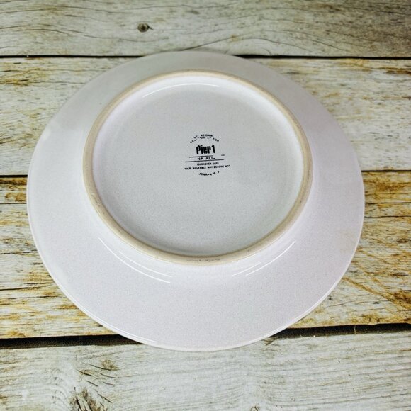 Pier 1 NATALIA Cream Embossed Dots & Scrolls Stoneware Salad Lunch Plates Set 2 - Picture 5 of 13